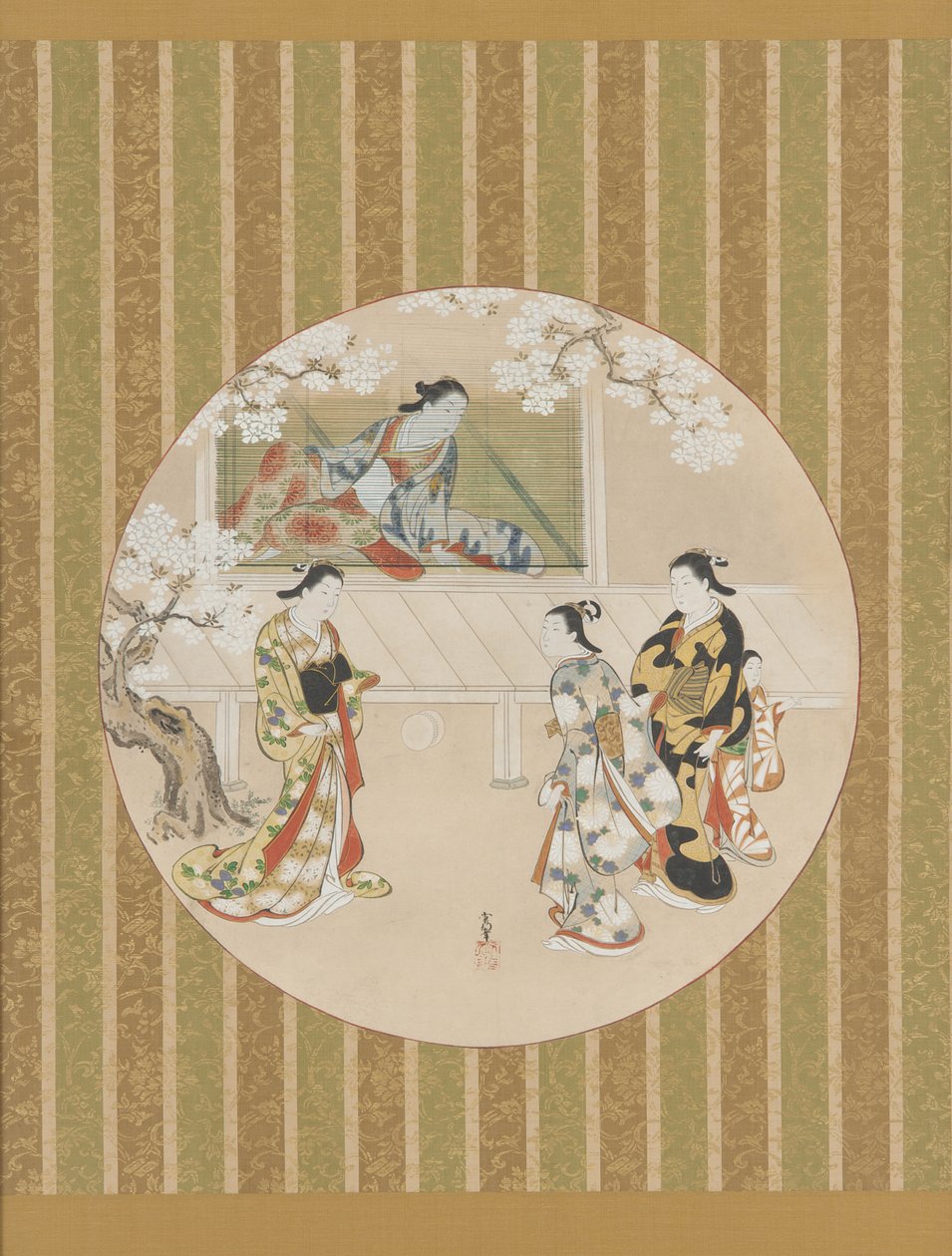 Parodia di una scena da Il Racconto di Genji, inizio XVIII secolo da Kawamata Tsuneyuki
