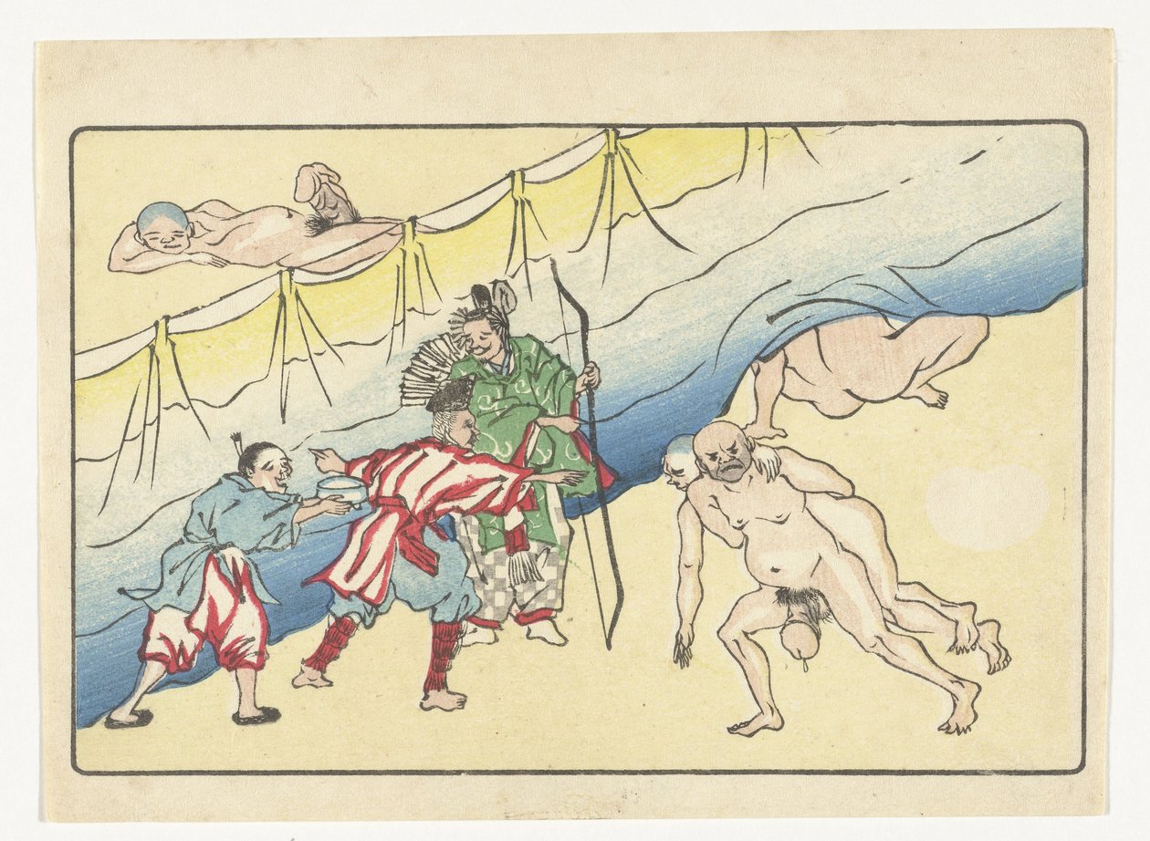 Arciere e uomini nudi da Kawanabe Kyosai