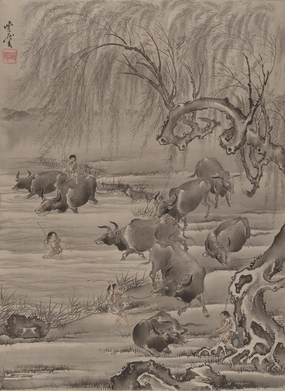 Bufalo e mandriano da Kawanabe Kyosai