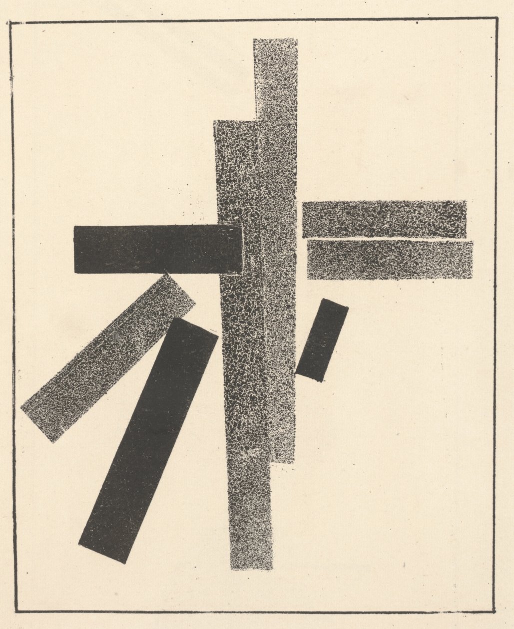 Tre elementi neri e cinque grigi da "Suprematismo: 34 disegni" da Kazimir Severinovich Malevich