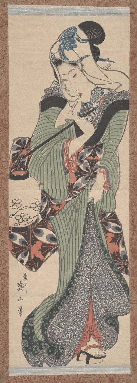 Donna con lanterna da Keisai Eisen