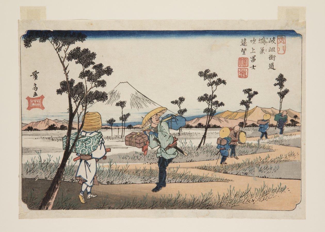 No. 8, Konosu: Vista Distante del Fuji a Fukiage da Keisai Eisen
