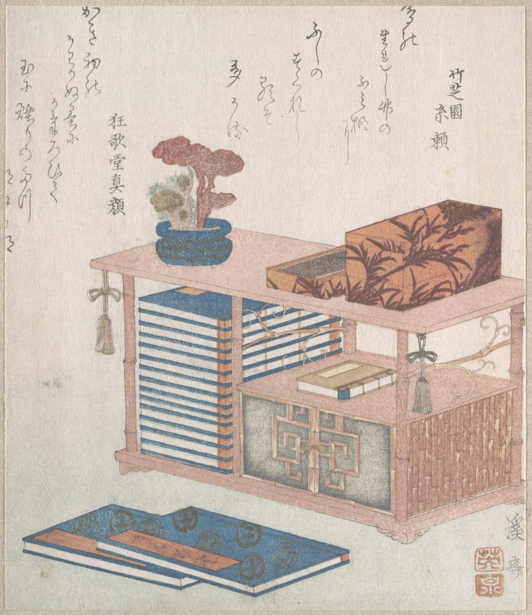 Libri e una libreria da Keisai Eisen