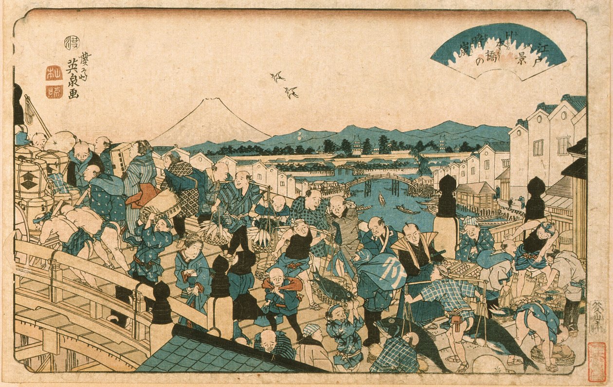 Tempo in schiarita sul ponte Nihonbashi da Keisai Eisen