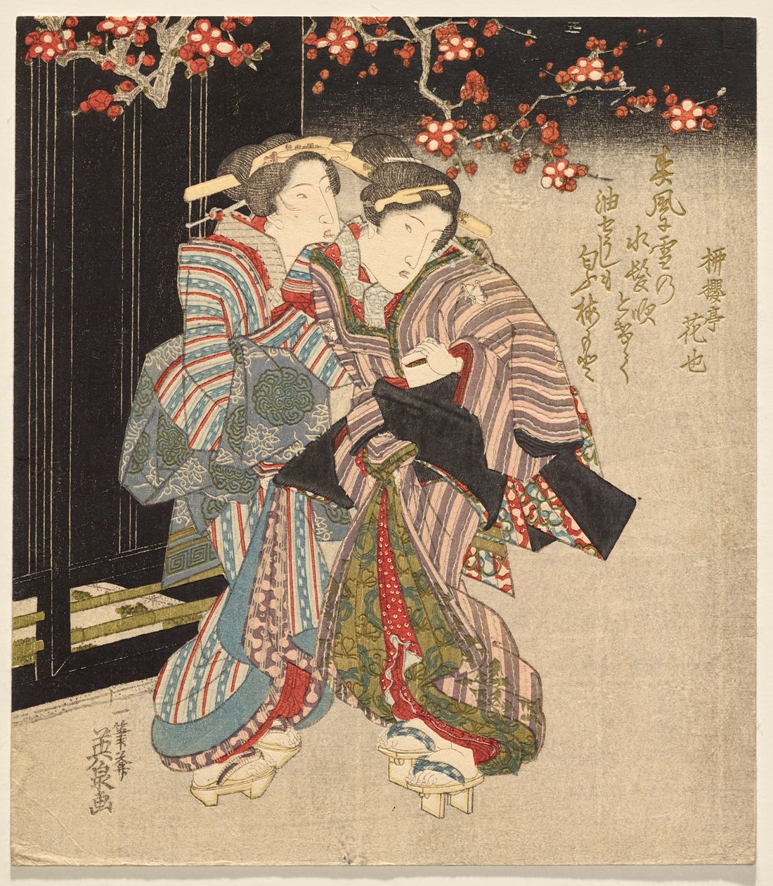 Cortigiana di Fukagawa e una Cameriera di Notte da Keisai Eisen