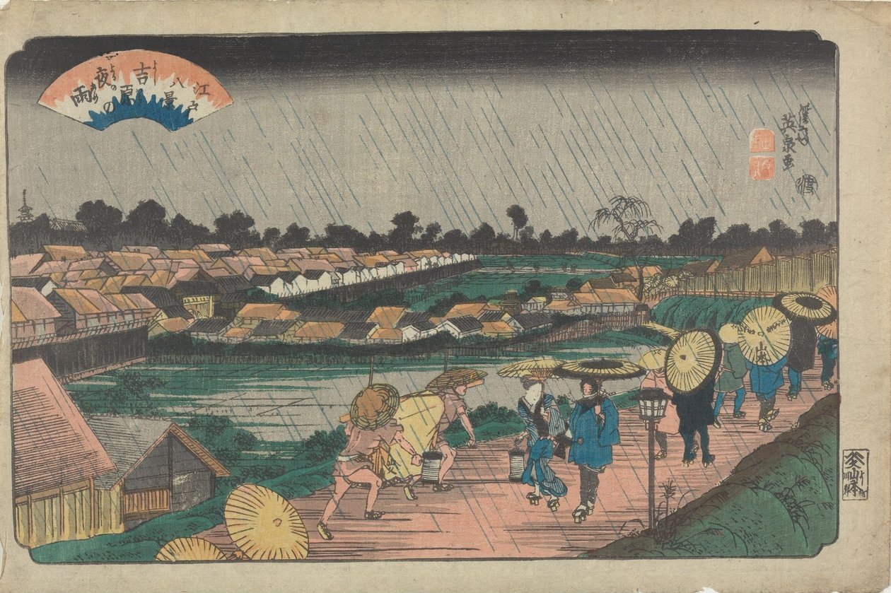 Pioggia notturna nello Yoshiwara da Keisai Eisen