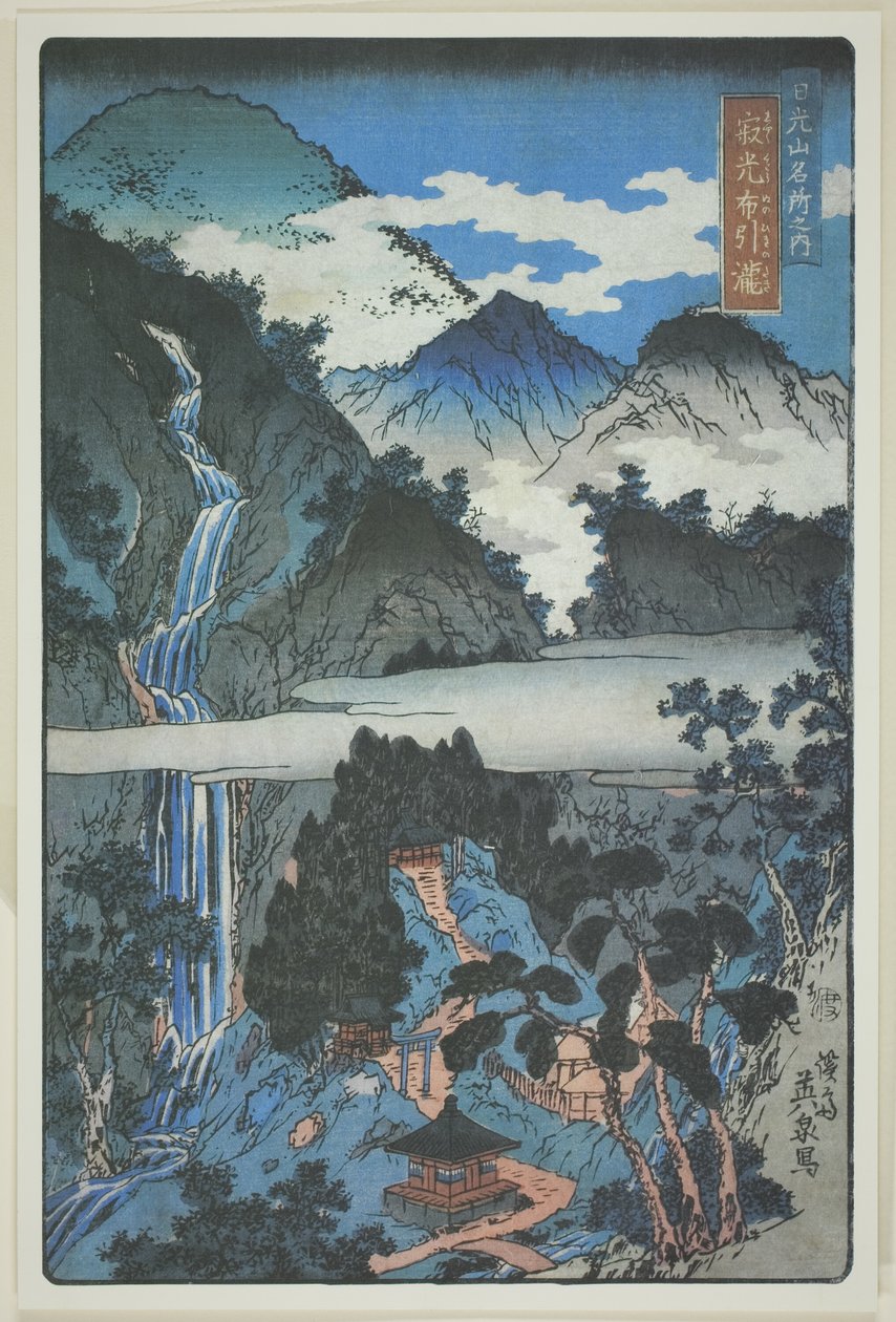 Cascate di Nunobiki presso il santuario di Jakko (Jakko Nunobiki no taki), dalla serie "Punti panoramici nelle montagne di Nikko (Nikkosan meisho no uchi)". da Keisai Eisen