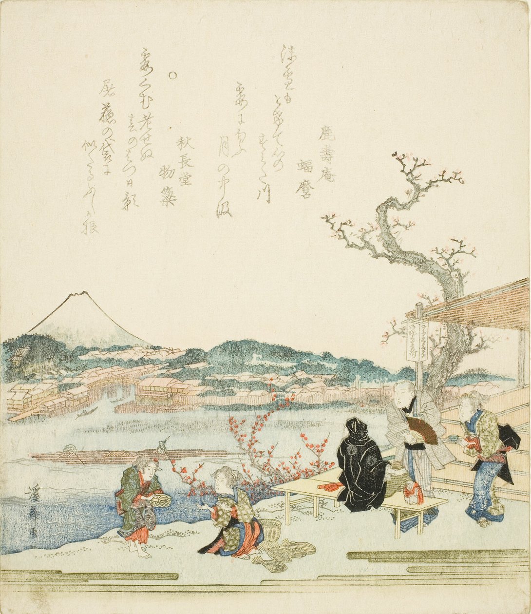 Vista del Monte Fuji da una casa da tè da Keisai Eisen