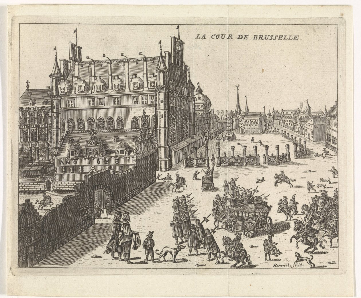 Veduta della corte di Bruxelles, 1673 da Kemnitz