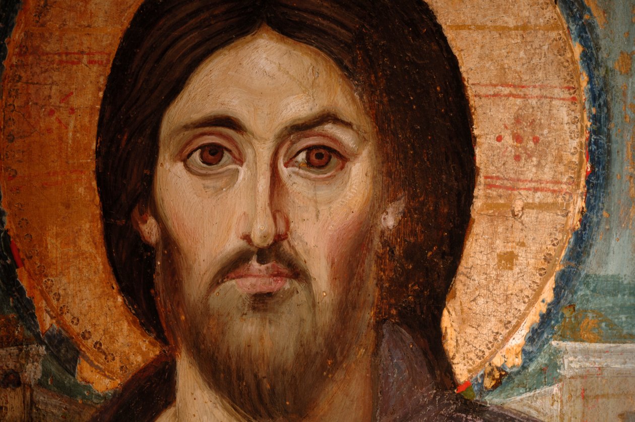 Dipinto di Gesù in stile copto, Museo del Monastero di Santa Caterina, il più antico continuo, VI secolo d.C. (dipinto) da Kenneth Garrett