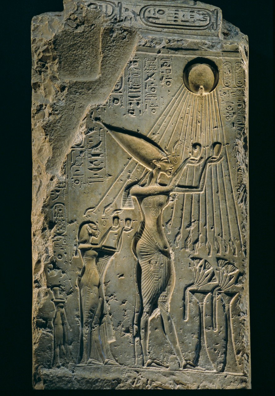 Rilievo di Akhenaton sotto Aten, balaustra, Amenhotep IV. Come faraone, Akhenaton è da Kenneth Garrett