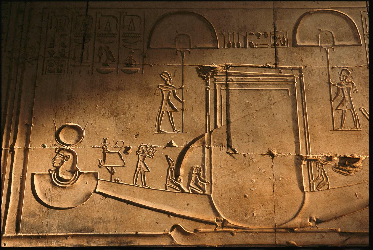 Rilievo della barca dal tempio di Seti I, Abydos, Egitto, 2005 da Kenneth Garrett