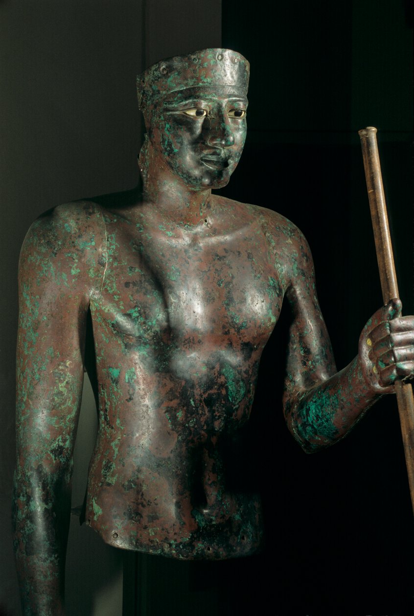 Statua di Pepi I, rame con occhi intarsiati di calcare e ossidiana, dal tempio di Herwer, 2002 da Kenneth Garrett
