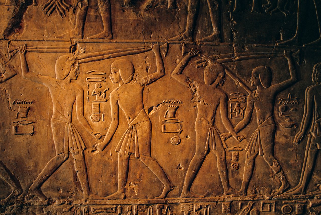 Tomba di Kheruf, Amministratore di Tiye, lotta con bastoni di papiro; XVIII dinastia da Kenneth Garrett