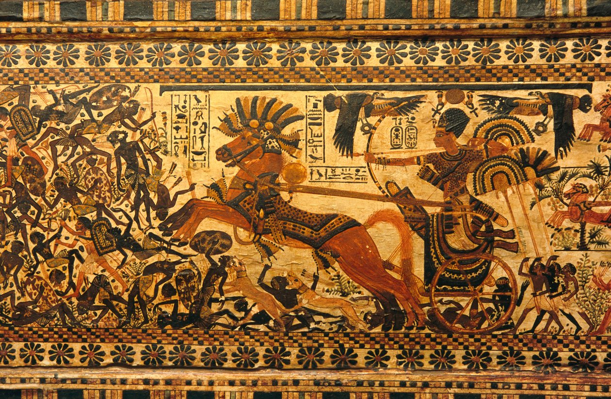 Dipinto murale nella tomba del re Tutankhamon, Re Tutankhamon, Egitto, Nuovo Regno, Tuta, 2003 da Kenneth Garrett