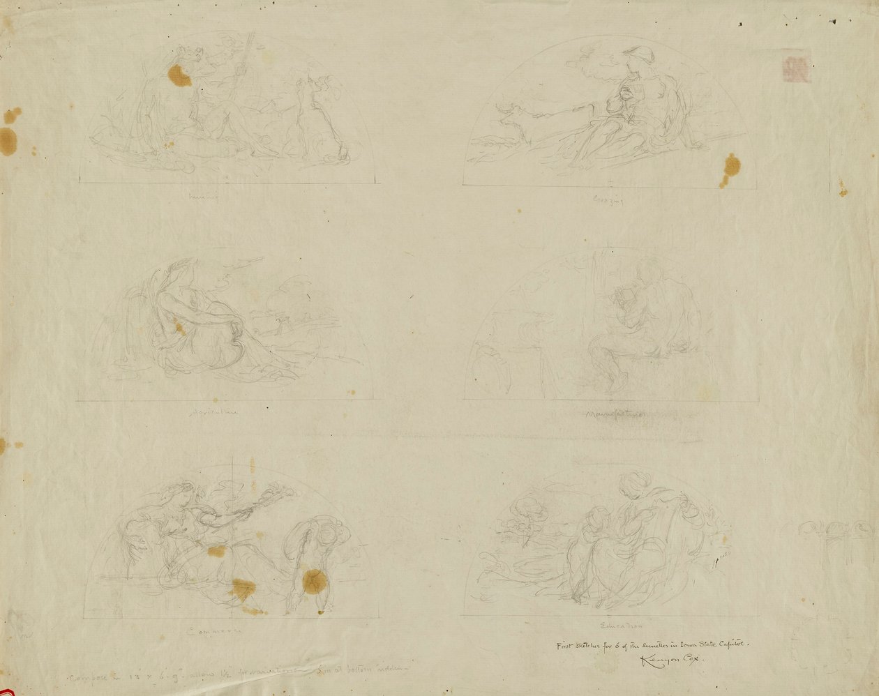 (Iowa State Capitol Rotunda) (studio per Six Lunettes) da Kenyon Cox