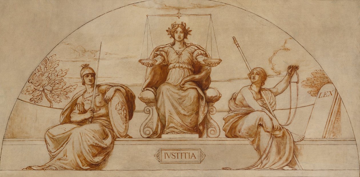 Cartone animato per il murale della capitale dello Stato del Minnesota, "Istituto di giustizia". da Kenyon Cox