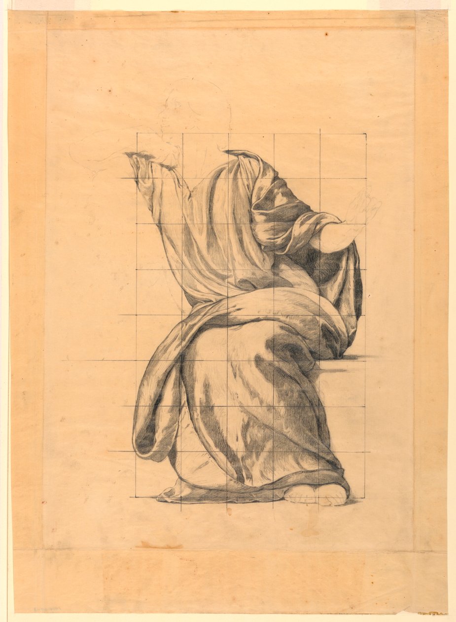 Studio di drappeggio per la figura della Pace in "La beneficenza della legge," Murale al tribunale della contea di Essex, Newark, New Jersey da Kenyon Cox