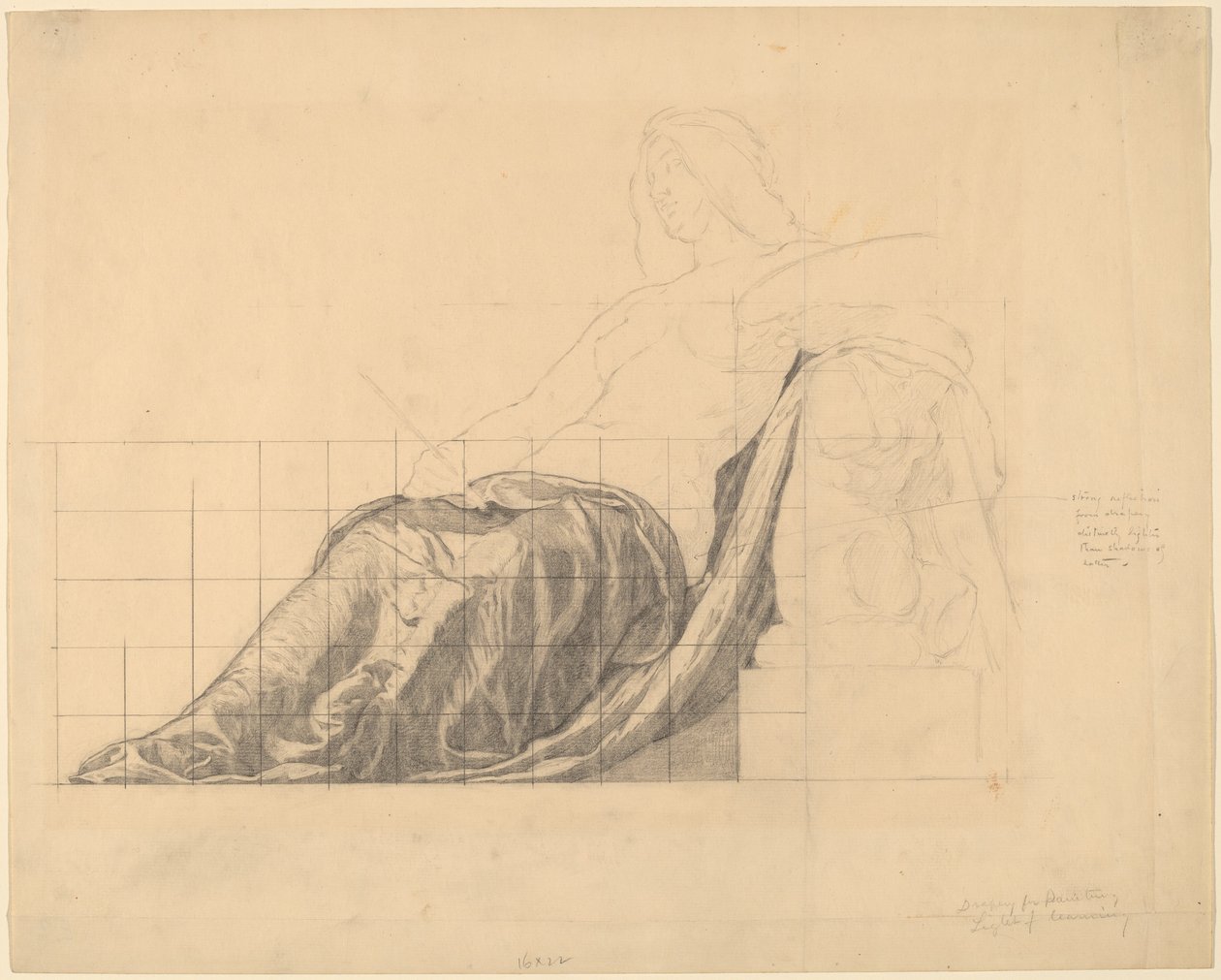 Studio di Drappeggio per Figura Femminile Distesa per "Pittura" da Kenyon Cox
