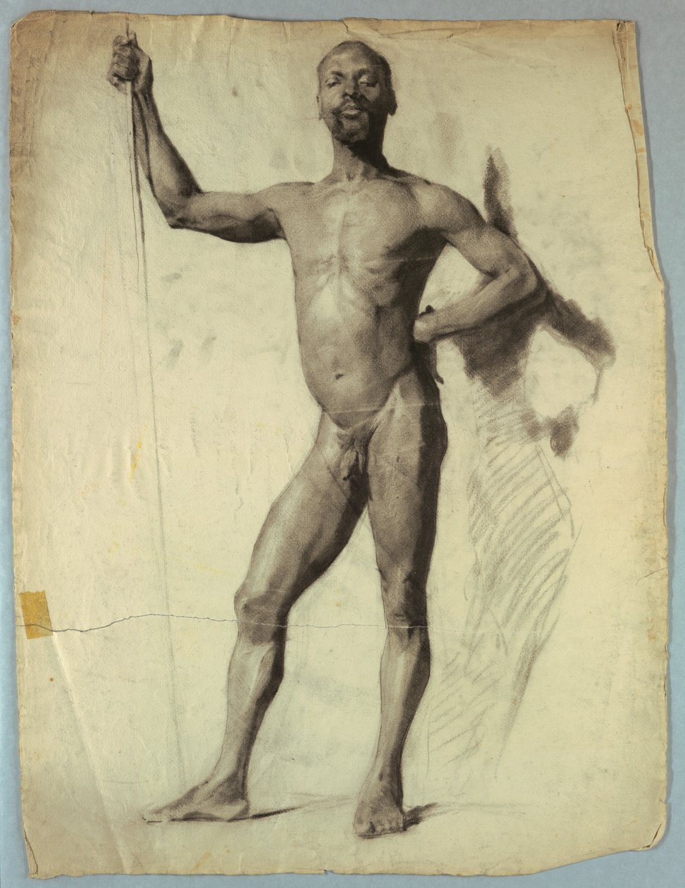 Studio di nudo di uomo con bastone da Kenyon Cox