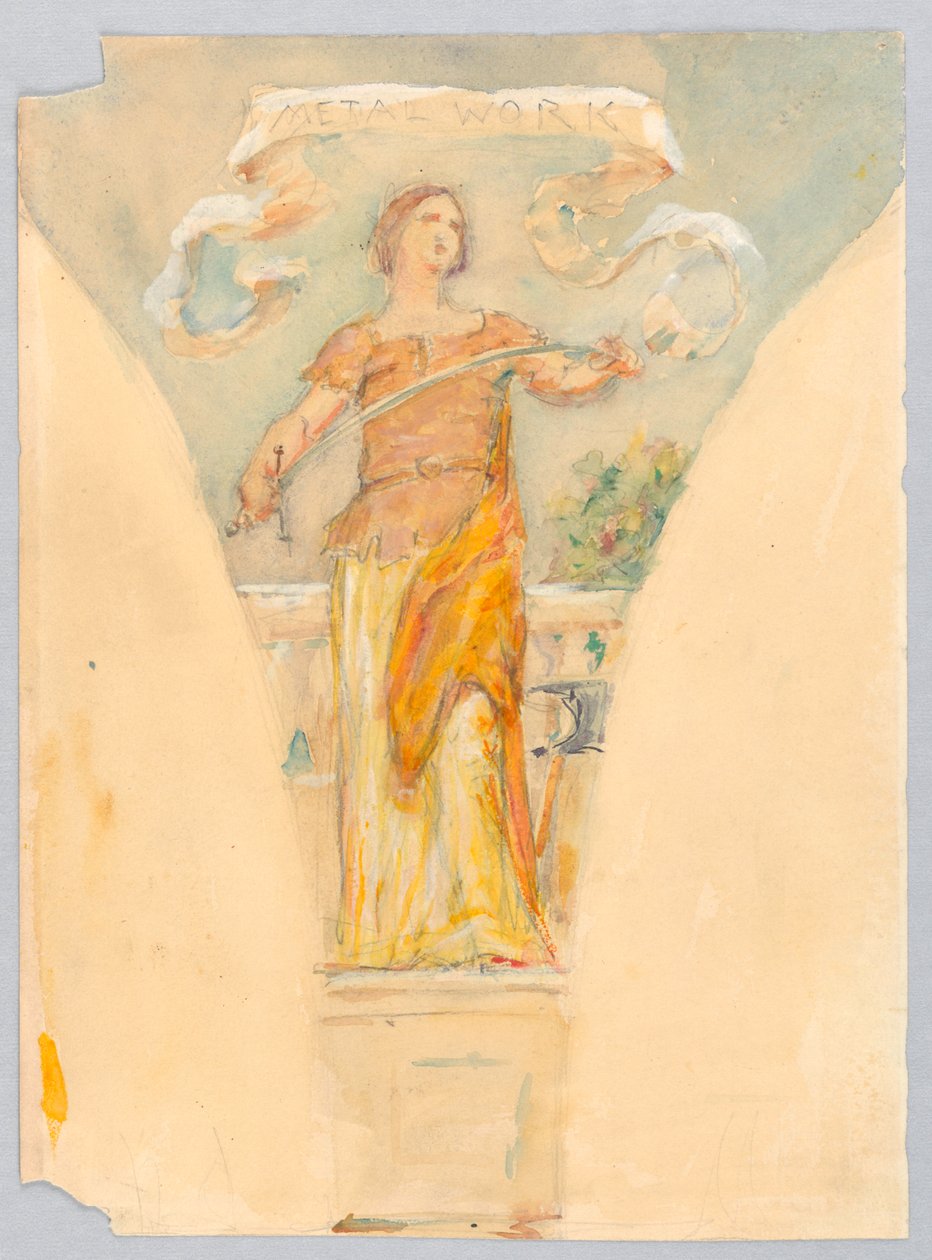 Personificazione di "Lavorazione dei metalli," Studio per la Cupola del Palazzo del Manifatturiero, Esposizione Colombiana Mondiale, Chicago, IL da Kenyon Cox