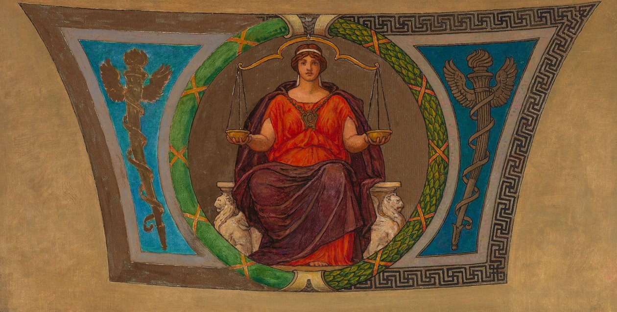 Bozzetto per il mosaico della capitale del Wisconsin, "Giustizia". da Kenyon Cox