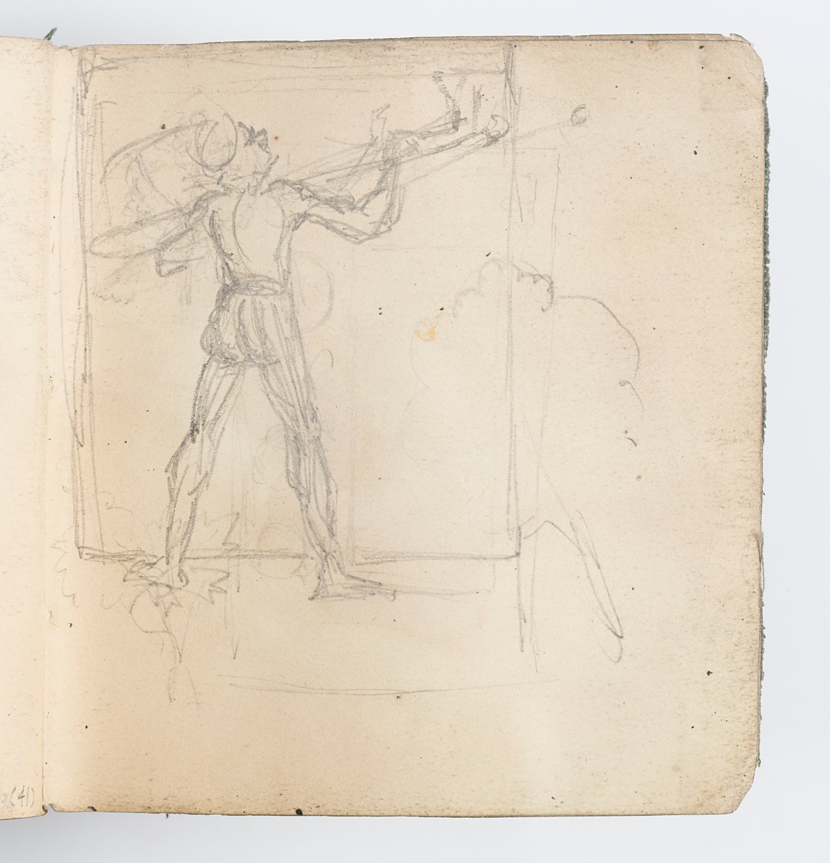 Pagina di Taccuino: Schizzo di Figura in Calzamaglia da Kenyon Cox
