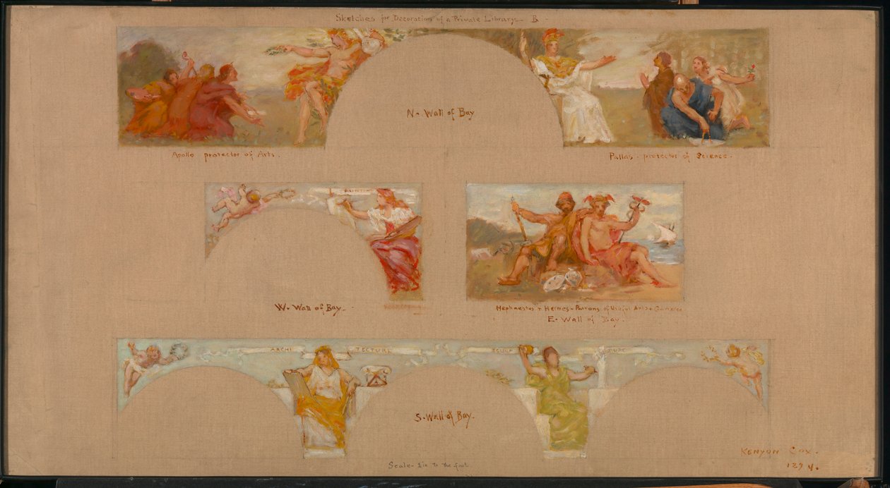 Bozzetti per una decorazione di una biblioteca privata B, 1894 da Kenyon Cox