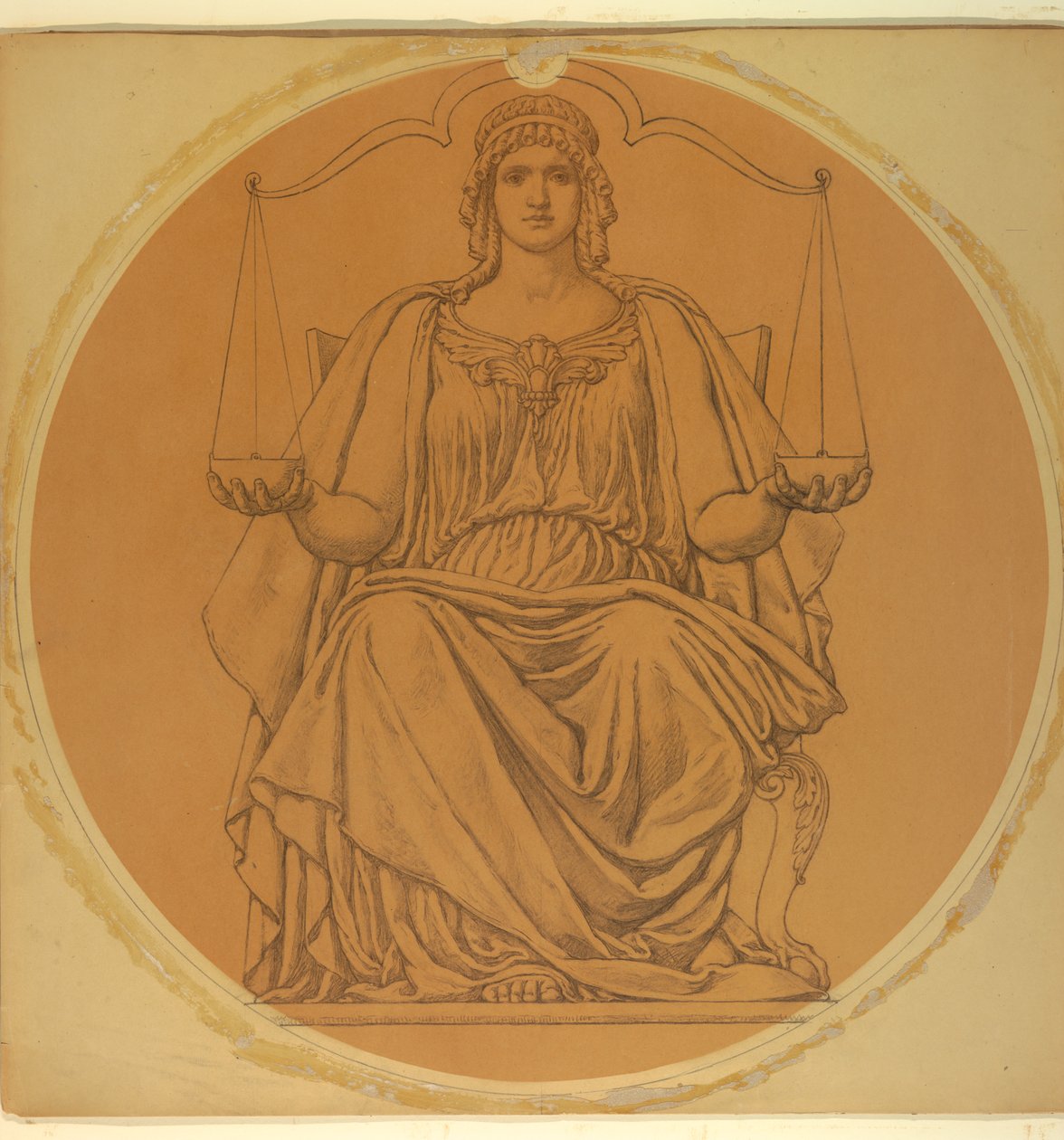 Studio per "Giustizia," Lunetta nel tribunale della contea di Hudson, Jersey City, NJ da Kenyon Cox