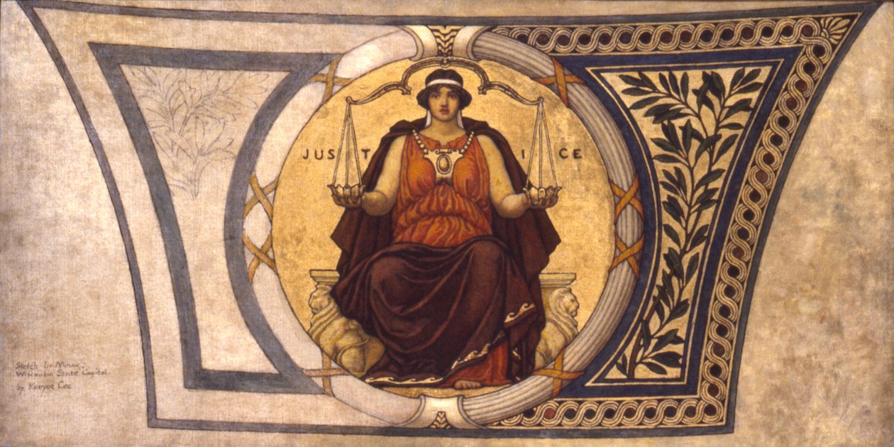 Studio per il mosaico della capitale del Wisconsin, "Giustizia". da Kenyon Cox