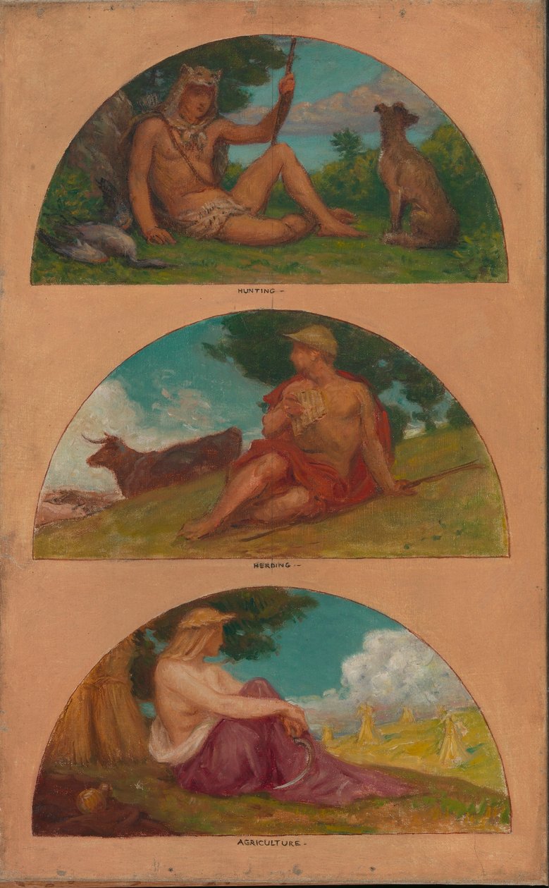 Il progresso della civiltà: Caccia, pastorizia, agricoltura (studio murale, Campidoglio, Des Moines, Iowa) da Kenyon Cox