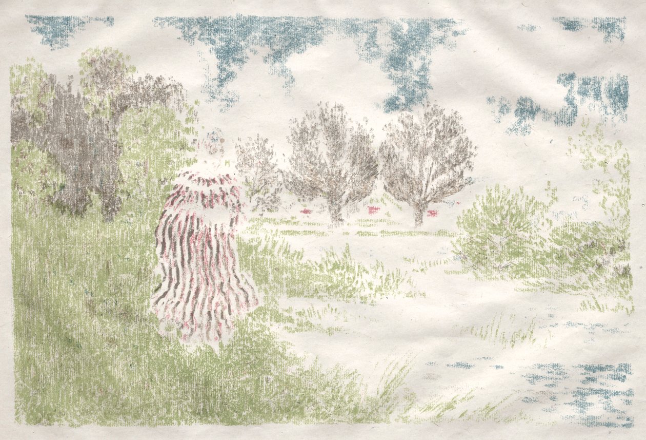 Paesaggi: Donna in abito a righe Paysage: Femme en robe à rayures, 1898 da Ker Xavier Roussel