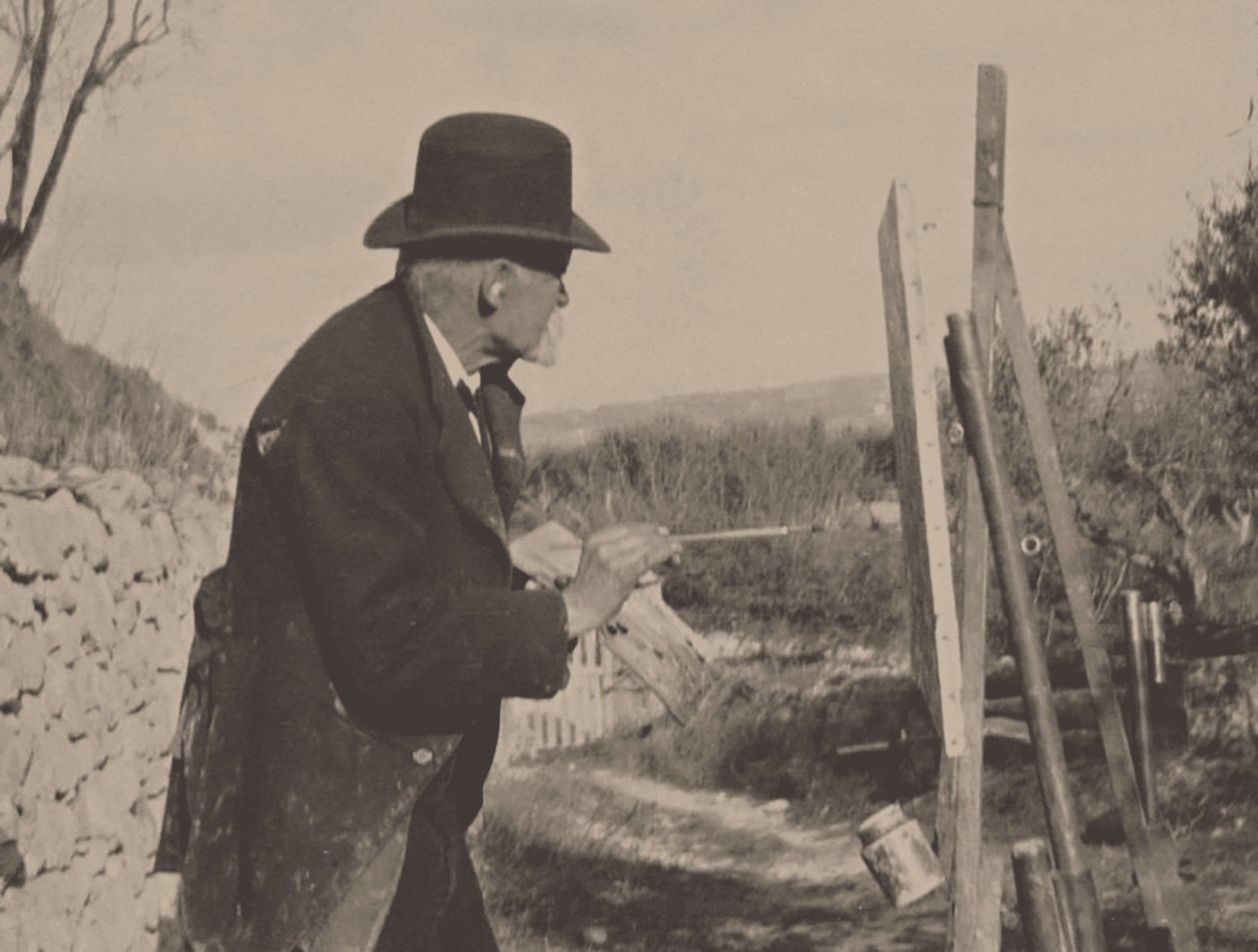 Paul Cézanne che dipinge a Les Lauves, 1906 da Ker Xavier Roussel