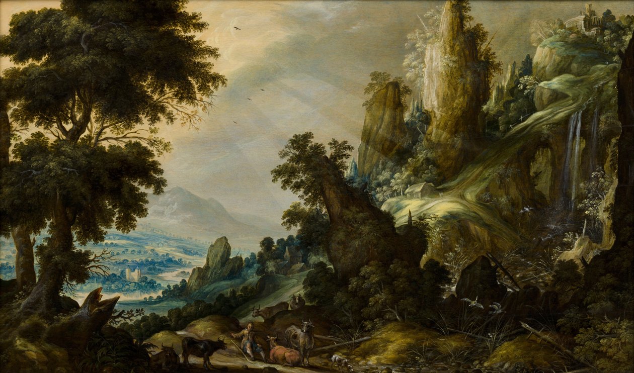 Paesaggio montano con cascata, 1605-1609 da Kerstiaen Keuninck de