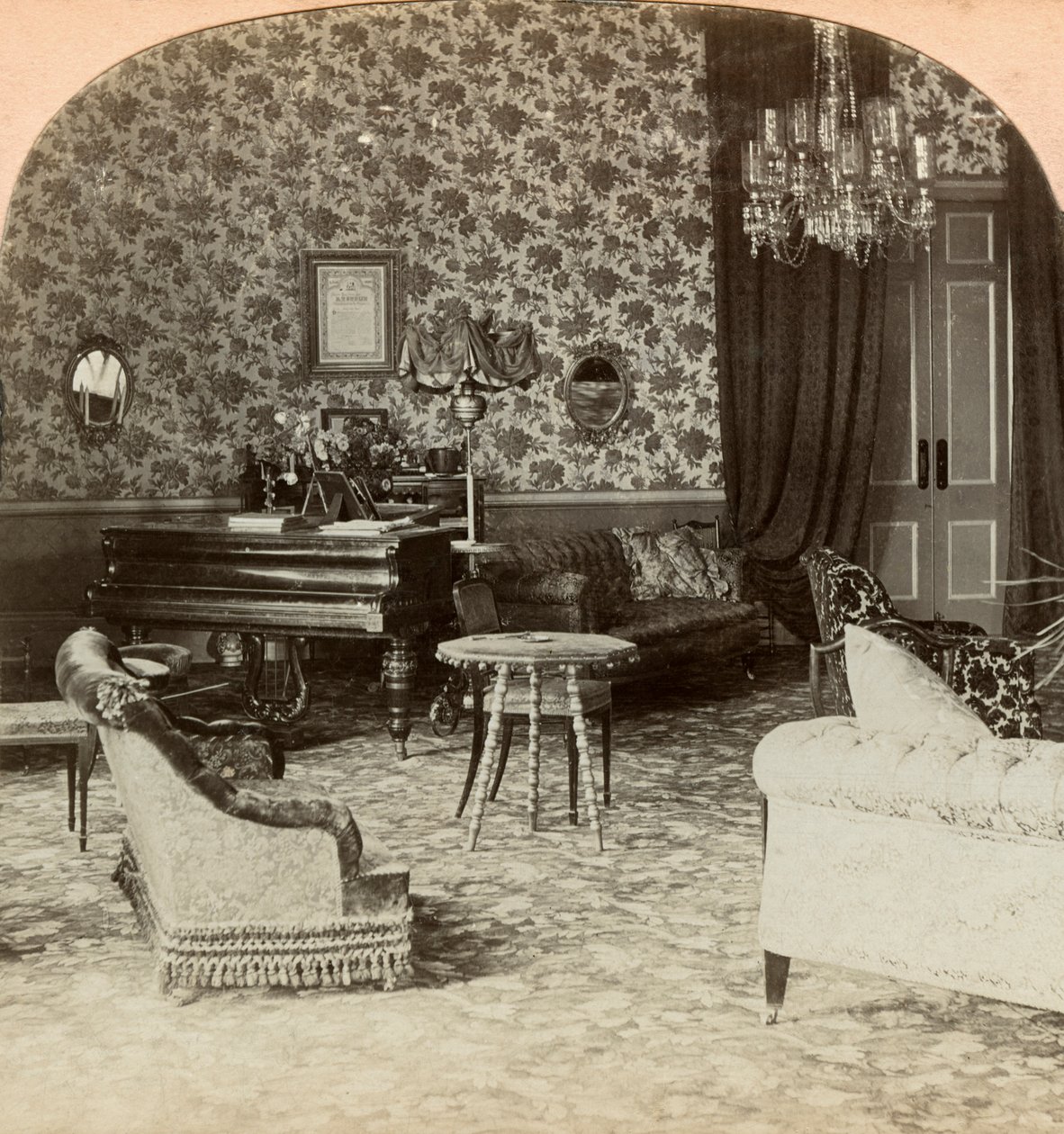 Salotto della Presidenza, quartier generale di Lord Roberts, Bloemfontein, Sudafrica da Keystone View Company