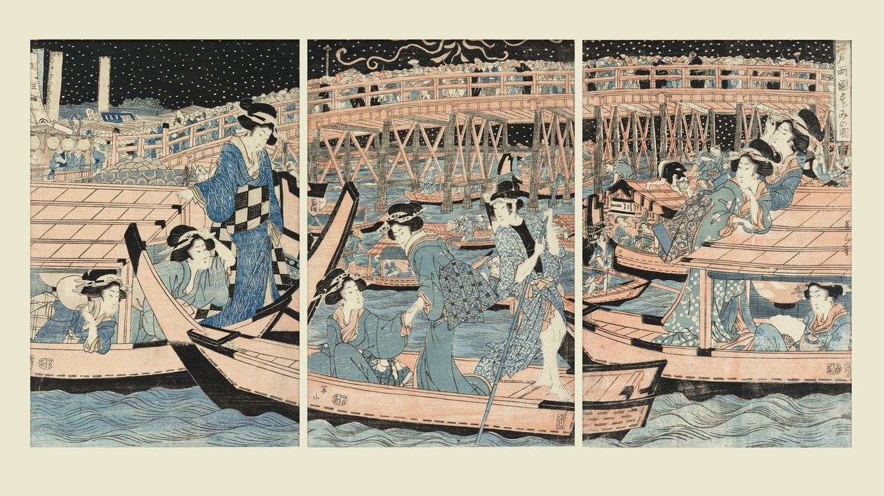 Rinfrescarsi presso il ponte di Ryogoku da Kikugawa Eizan