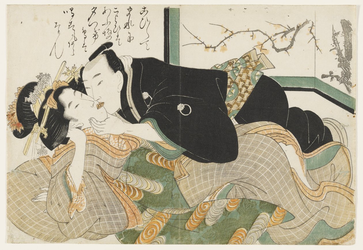 (Una cortigiana e un uomo che si baciano) da Kikukawa Eizan