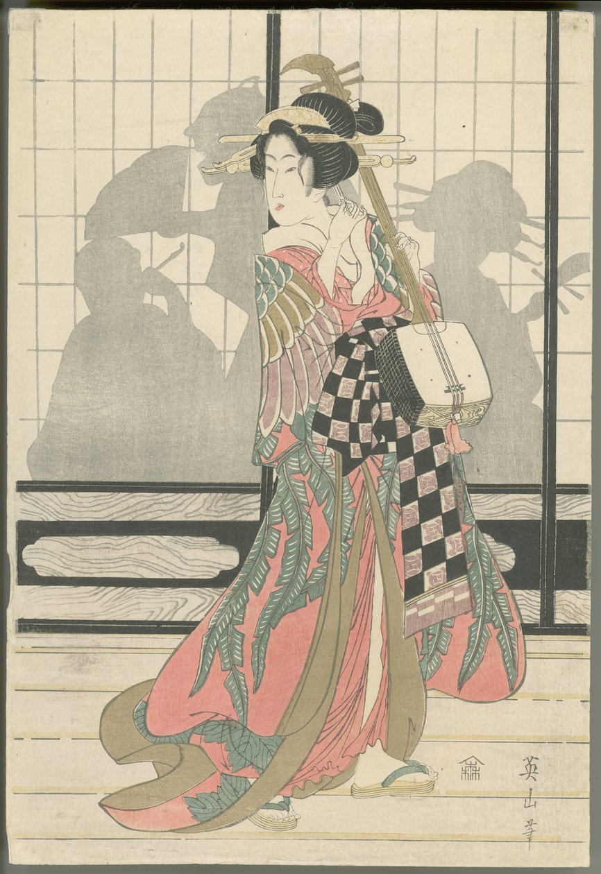 Geisha con shamisen da Kikukawa Eizan