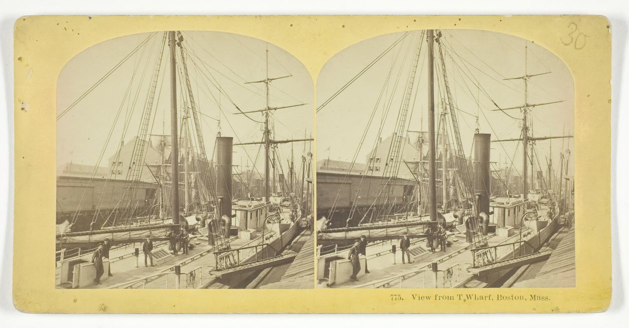 Vista da T Wharf, Boston, Mass, 1855-75 da Kilburn Brothers, BW Kilburn