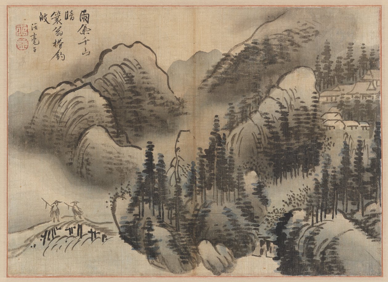 Paesaggio Piovoso, fine 18° secolo da Kim Sugyu