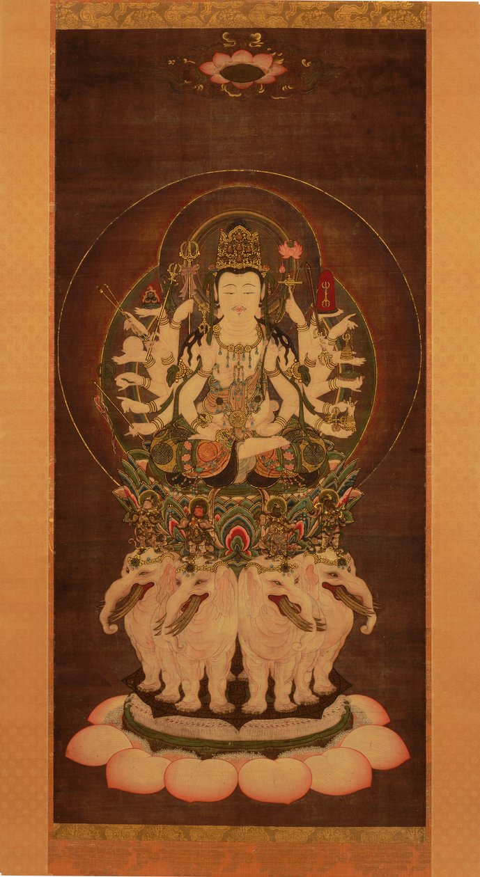 Fugen Enmei Bosatsu (Samantabhadra),
1743 (colore e oro su seta) da Kimura Ryotaku