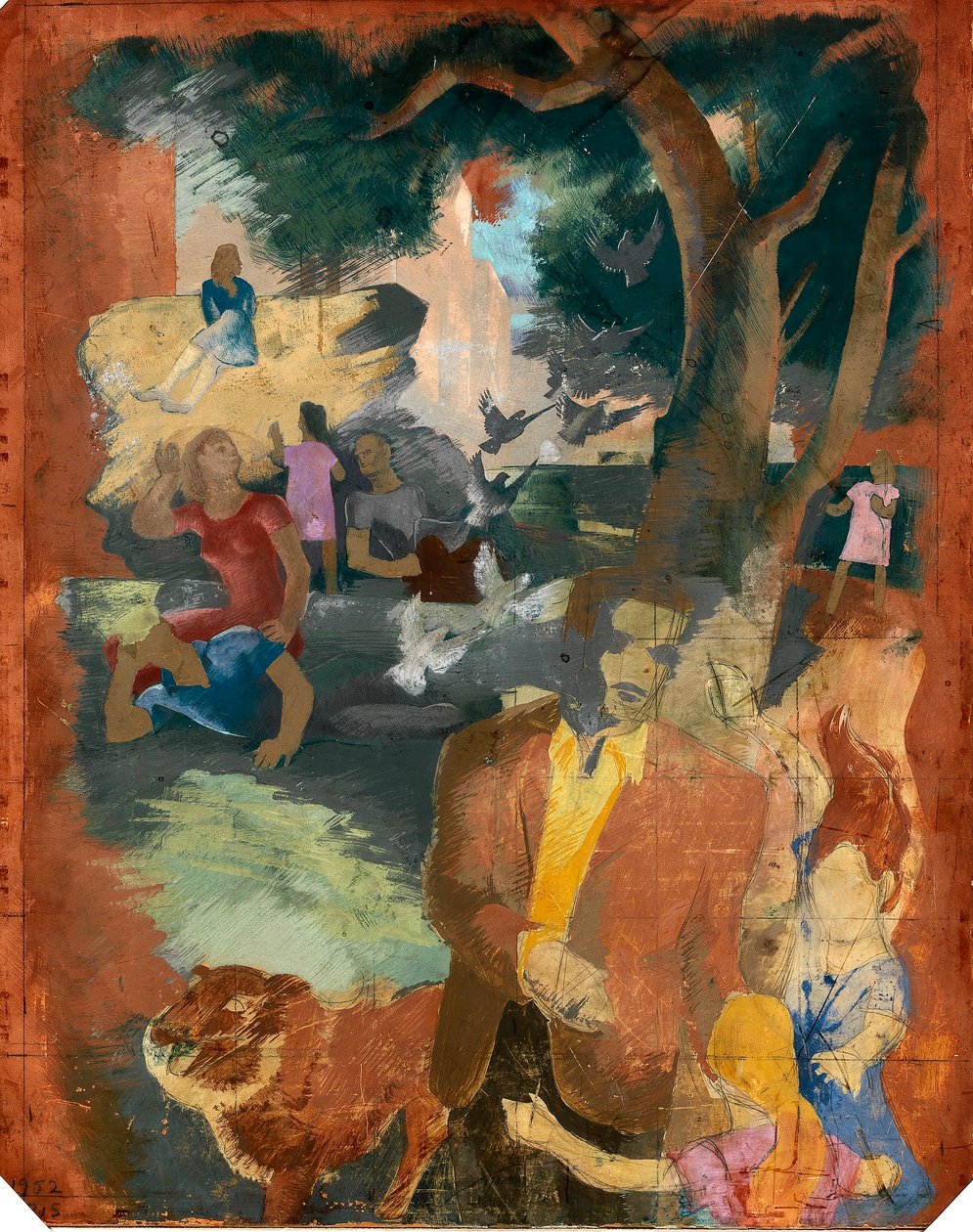 Scene di New York--Central Park (studio murale, stazione postale di Madison Square, New York) da Kindred McLeary