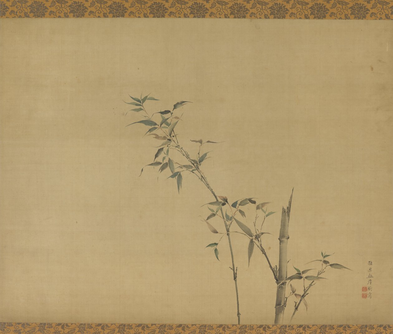 Steli di bambù con rami e fogliame, periodo Edo, XIX secolo da Kishi Ganku