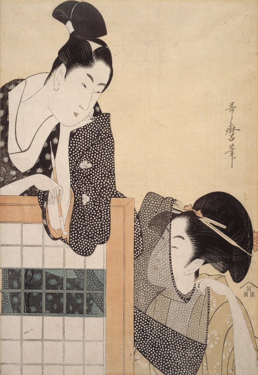 Coppia con uno Schermo in Piedi da Kitagawa Utamaro