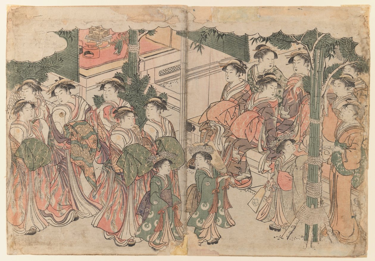 Corteo di cortigiane al Festival di Capodanno, c.1785 da Kitagawa Utamaro