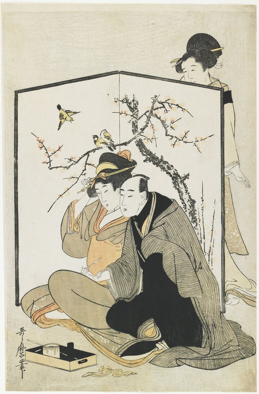 Uomo e donna che fumano, c. 1804 da Kitagawa Utamaro