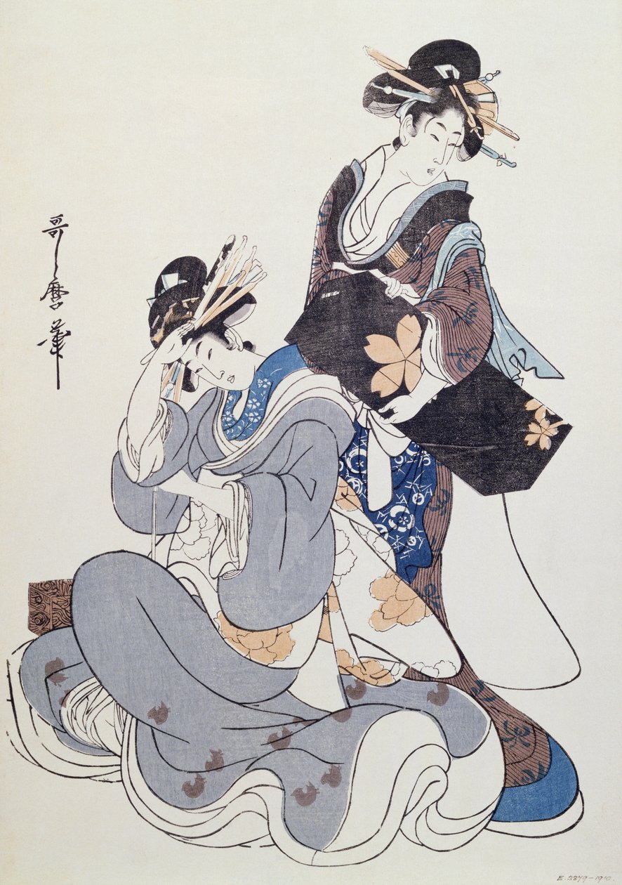 Due figure femminili (stampa a blocchi di legno a colori, 10° blocco) da Kitagawa Utamaro