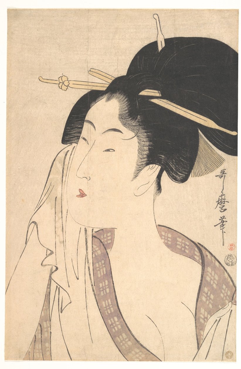 Donna che si rilassa dopo il bagno, 1790s da Kitagawa Utamaro