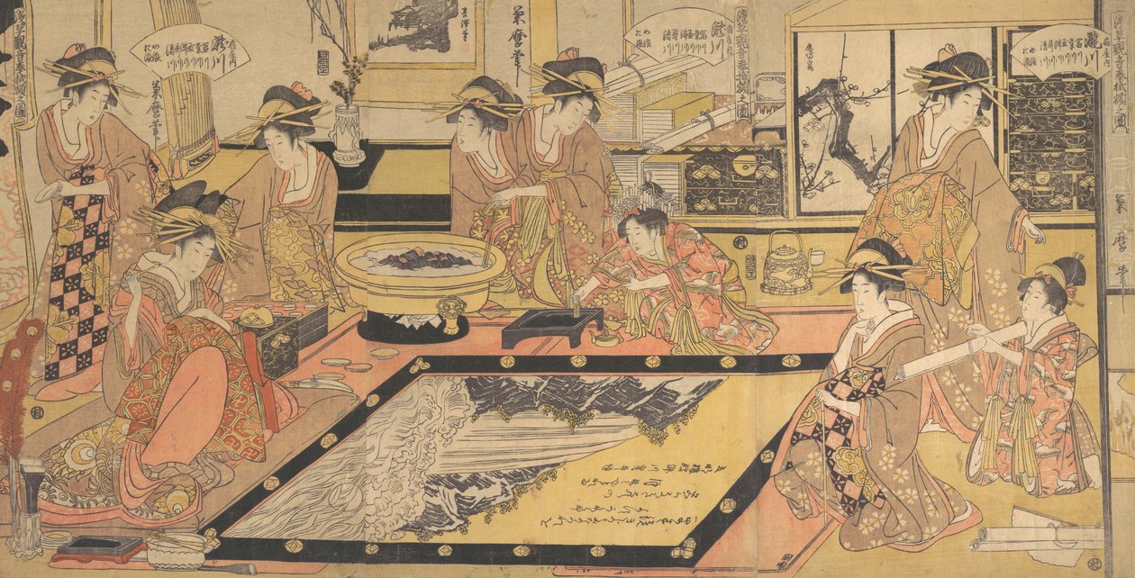 Un quadro votivo da donare al Kannon di Asakusa da Kitagawa Kikumaro