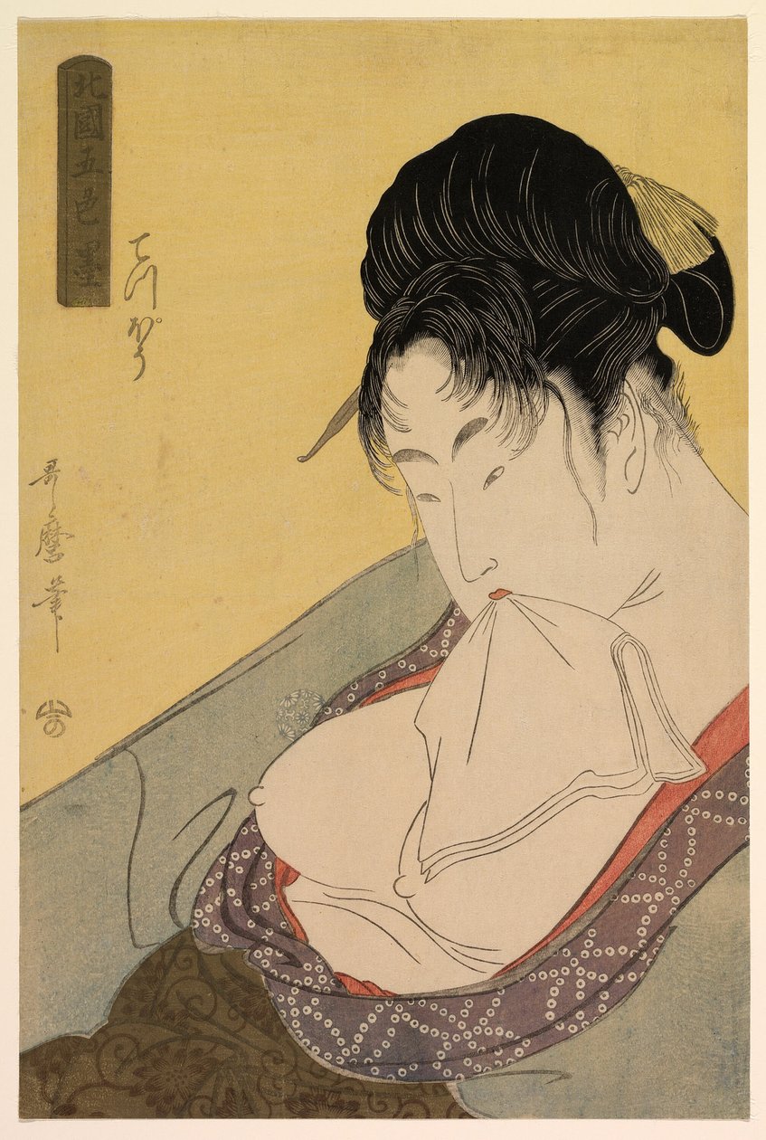 Una prostituta di bassa classe (Gun [teppo]), dalla serie "Cinque sfumature di inchiostro nel quartiere settentrionale" ("Hokkoku goshiki-zumi") da Kitagawa Utamaro